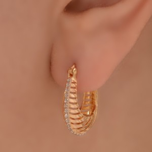 گوشواره طلا 18 عیار زنانه طلای مستجابی مدل کشکولی کد 68