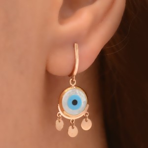 گوشواره طلا 18 عیار زنانه طلای مستجابی مدل چشم کد 01