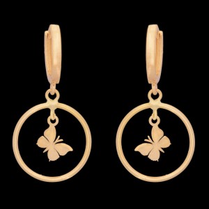 گوشواره طلا 18 عیار زنانه طلای مستجابی مدل پروانه و دایره کد 59