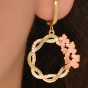 گوشواره طلا 18 عیار زنانه طلای مستجابی مدل پروانه کد 167092