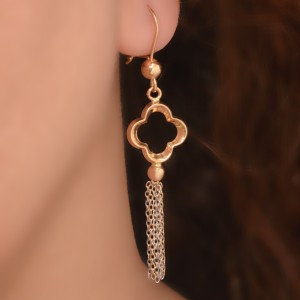 گوشواره طلا 18 عیار زنانه طلای مستجابی مدل ونکلیف کد 42