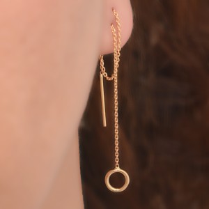 گوشواره طلا 18 عیار زنانه طلای مستجابی مدل بخیه ای گرد کد 40