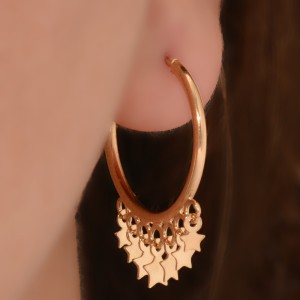 گوشواره طلا 18 عیار زنانه طلای مستجابی مدل روکو ستاره کد 004