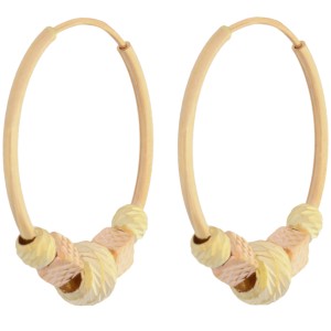 گوشواره طلا 18 عیار زنانه طلای مستجابی مدل حلقه ای گوی دار کد 001