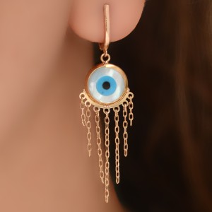 گوشواره طلا 18 عیار زنانه طلای مستجابی مدل چشم کد 03