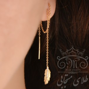 گوشواره طلا 18 عیار زنانه طلای مستجابی مدل بخیه ای پر کد 670171