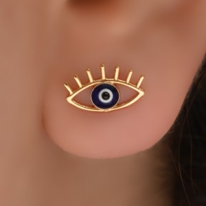 گوشواره طلا 18 عیار زنانه طلای مستجابی مدل چشم کد 670162