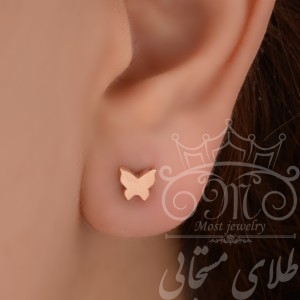 گوشواره طلا 18 عیار زنانه طلای مستجابی مدل پروانه کد 1670903