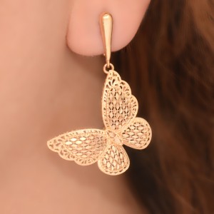 گوشواره طلا 18 عیار زنانه طلای مستجابی مدل پروانه ایوا کد 76
