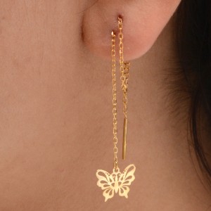گوشواره طلا 18 عیار زنانه طلای مستجابی مدل پروانه کد 670157
