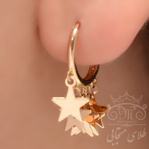 گوشواره طلا 18 عیار زنانه طلای مستجابی طرح ستاره مدل 670148