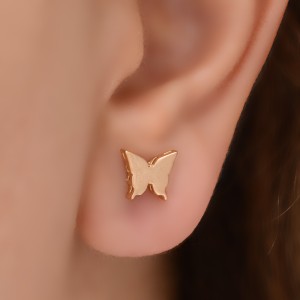 گوشواره طلا 18 عیار زنانه طلای مستجابی مدل پروانه کد 03