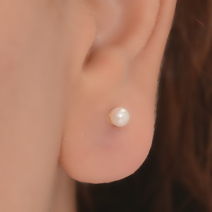 گوشواره طلا 18 عیار زنانه طلای مستجابی مدل مرواریدی کد 37