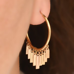 گوشواره طلا 18 عیار زنانه طلای مستجابی مدل روکو مستطیل کد 009