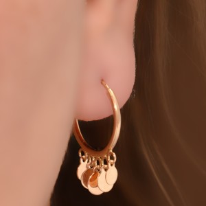 گوشواره طلا 18 عیار زنانه طلای مستجابی مدل روکو دایره کد 002