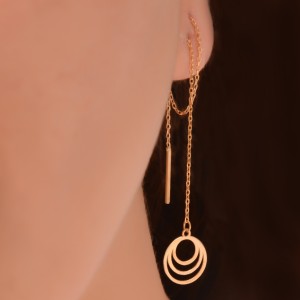 گوشواره طلا 18 عیار زنانه طلای مستجابی مدل بخیه ای دایره کد 58