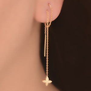 گوشواره طلا 18 عیار زنانه طلای مستجابی مدل بخیه ای کد 41