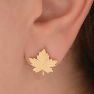 گوشواره طلا 18 عیار زنانه طلای مستجابی مدل برگ ورسای کد 01