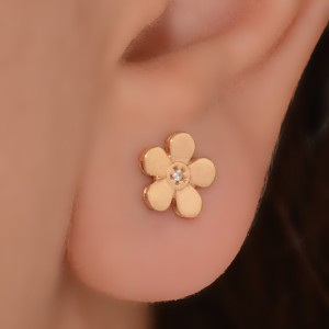 گوشواره طلا 18 عیار زنانه طلای مستجابی مدل گل کد 801