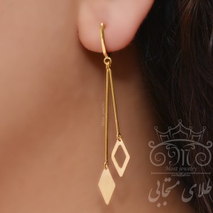 گوشواره طلا 18 عیار زنانه طلای مستجابی مدل لوزی کد 670153