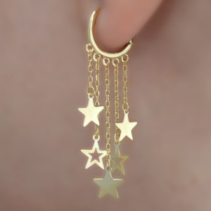 گوشواره طلا 18 عیار زنانه طلای مستجابی مدل روکو ستاره کد 670177