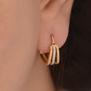 گوشواره طلا 18 عیار زنانه طلای مستجابی مدل حلقه ای مربعی کد 66