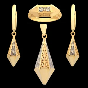 نیم ست طلا 18 عیار زنانه طلای مستجابی مدل آوا مخروطی کد 01