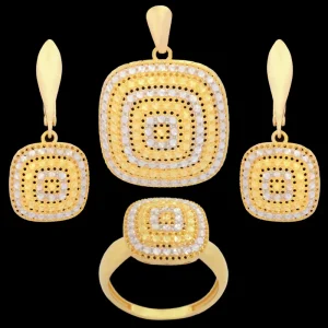 نیم ست طلا 18 عیار زنانه طلای مستجابی مدل مربعی تراش آوا کد 016