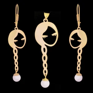 نیم ست طلا 18 عیار زنانه طلای مستجابی مدل گیسو کمند کد 67154