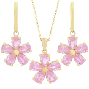 نیم ست طلا 18 عیار زنانه طلای مستجابی مدل گل کد 01