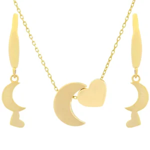 نیم ست طلا 18 عیار زنانه طلای مستجابی مدل ماه و قلب کد 01