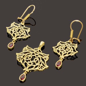 نیم ست طلا 18 عیار زنانه مدل 670132