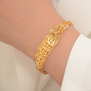 دستبند طلا 18 عیار زنانه طلای مستجابی مدل لیزر کات کد M23