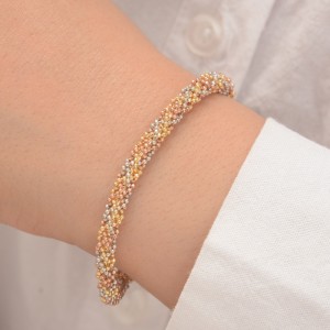 دستبند طلا 18 عیار زنانه طلای مستجابی مدل خودکاری کد M18