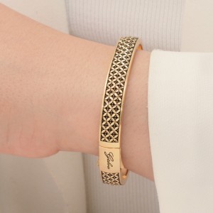 دستبند النگویی طلا 18 عیار زنانه طلای مستجابی مدل جلوا کد 2