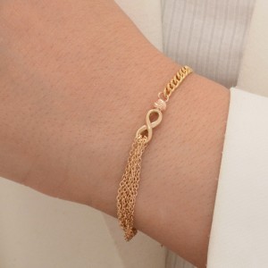 دستبند طلا 18 عیار زنانه طلای مستجابی مدل افرودایت دو کد 19