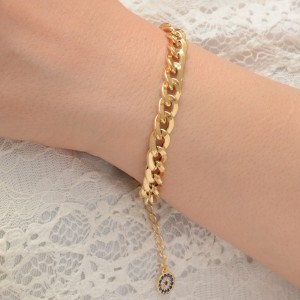 دستبند طلا 18 عیار زنانه طلای مستجابی مدل گلستانه چشم نظر کد 67089