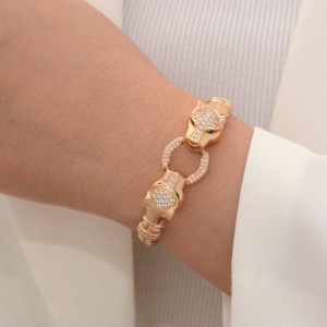 دستبند طلا 18 عیار زنانه طلای مستجابی مدل ببر جی اس کد 20