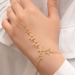 دستبند طلا 18 عیار زنانه طلای مستجابی مدل تمیمه ستاره کد 6758