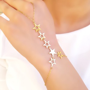 دستبند طلا 18 عیار زنانه طلای مستجابی مدل تمیمه ستاره کد 6758