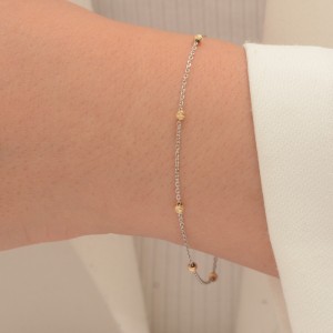 دستبند طلا 18 عیار زنانه طلای مستجابی مدل گوی البرنادو کد 18