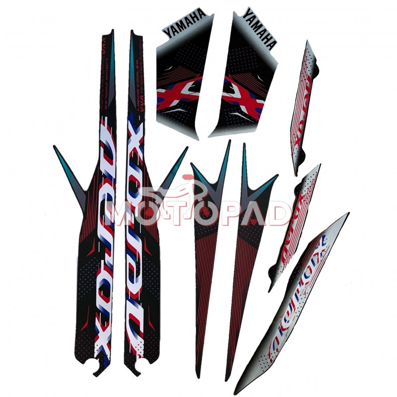 برچسب کامل بدنه موتورسیکلت یاماها Aerox 2024 مدل مشکی نقره ای