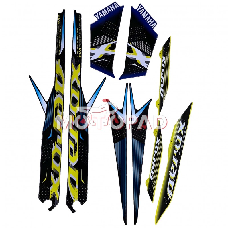 برچسب کامل بدنه موتورسیکلت یاماها Aerox 2024 مدل آبی - زرد