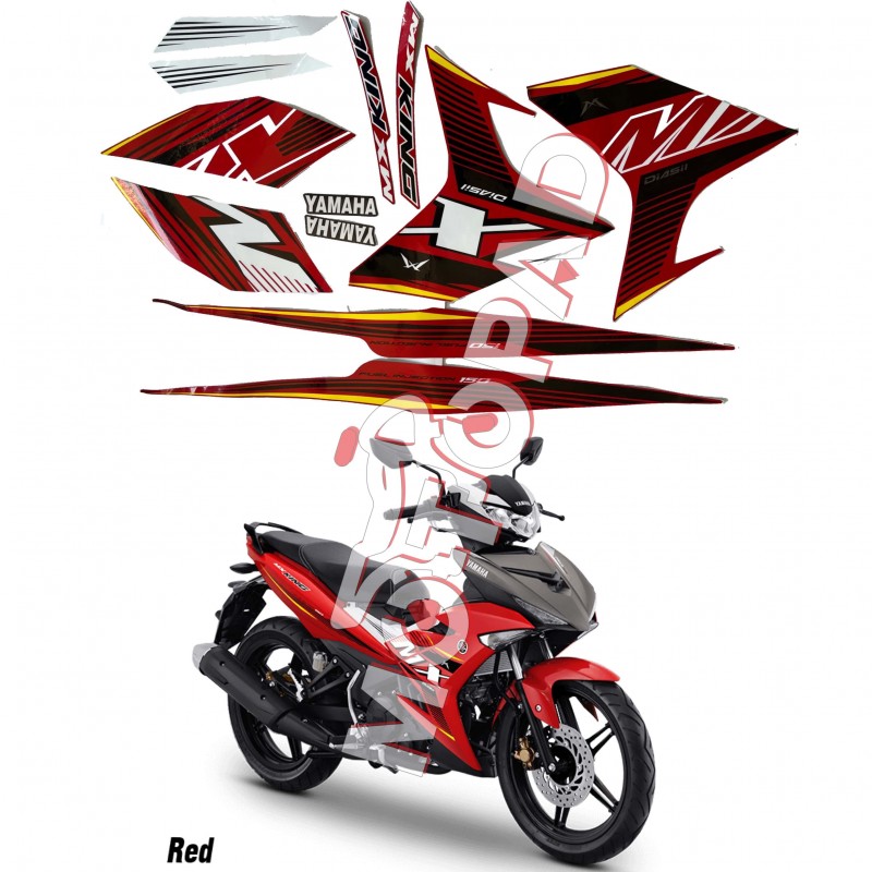 برچسب کامل بدنه موتورسیکلت یاماها MX King مدل قرمز