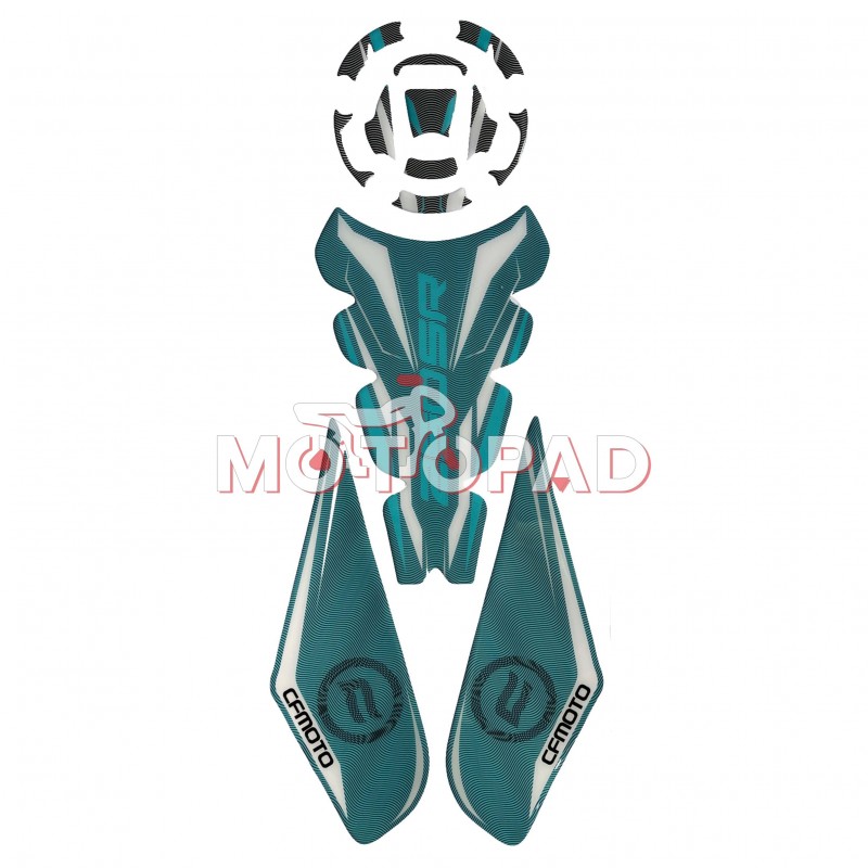 پد کامل باک ژله ای موتورسیکلت CF Moto Race مدل فیروزه ای - سفید