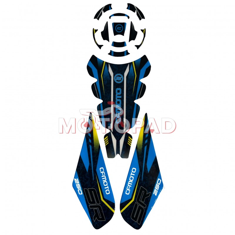 پد کامل باک ژله ای موتورسیکلت CF Moto Race مدل آبی - زرد