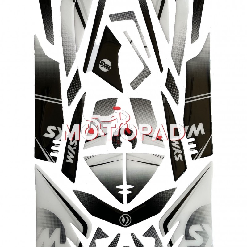 پد کامل بدنه ژله ای موتورسیکلت Sym Lucky 185 مدل مشکی - سفید