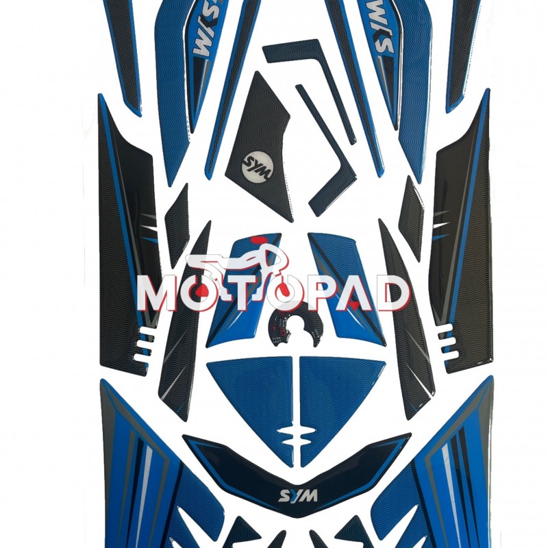 پد کامل بدنه ژله ای موتورسیکلت Sym Lucky 185 مدل مشکی -  آبی