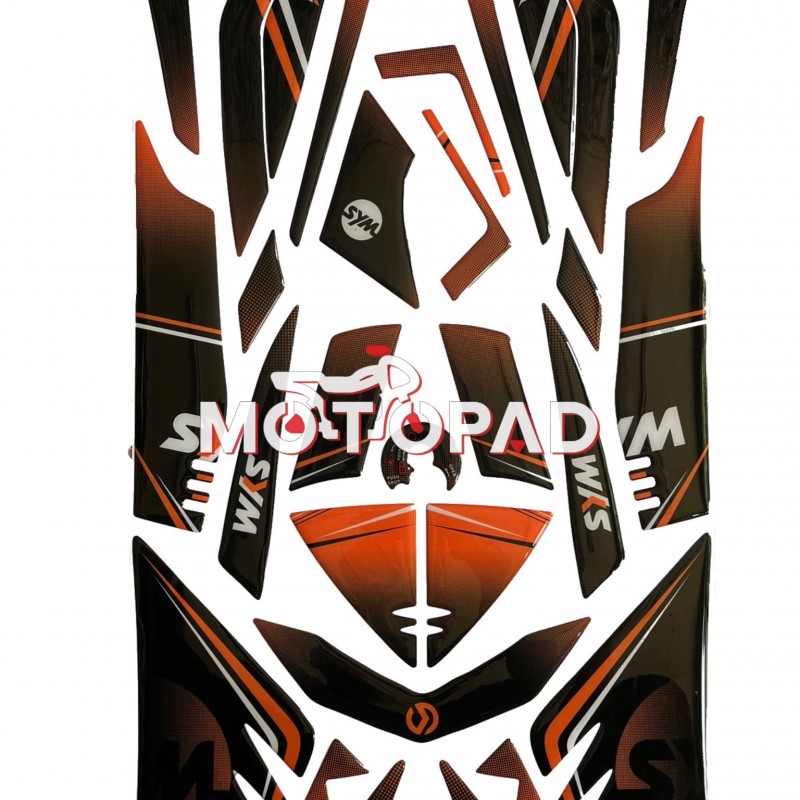 پد کامل بدنه ژله ای موتورسیکلت Sym Lucky 185 مدل مشکی -  سایه نارنجی