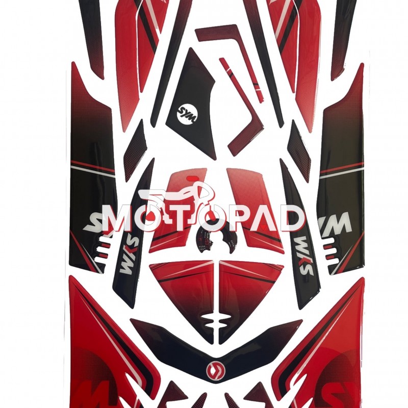 پد کامل بدنه ژله ای موتورسیکلت Sym Lucky 185 مدل مشکی - سایه قرمز